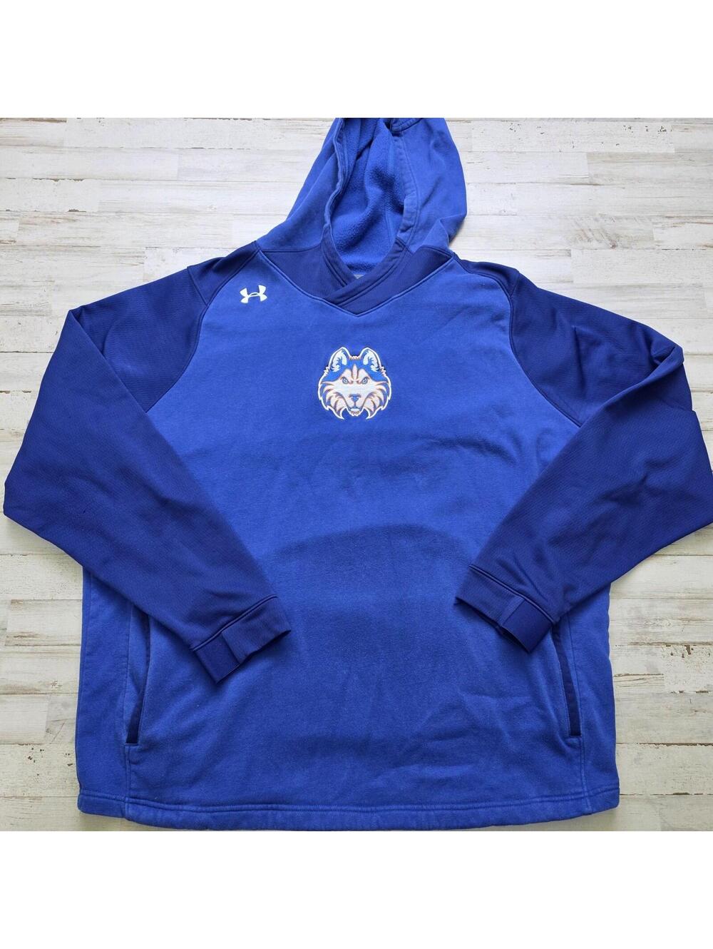 HCU Houston Christian Huskies Hoodie Sweatshirt Under Armour Blue Men's 3XL